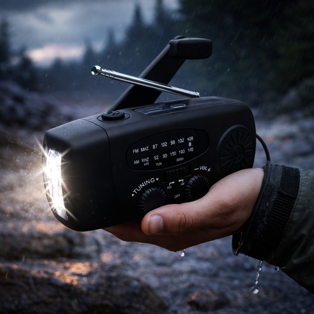 Draagbare Noodradio 2026 - Zaklamp, SOS Alarm & Powerbank