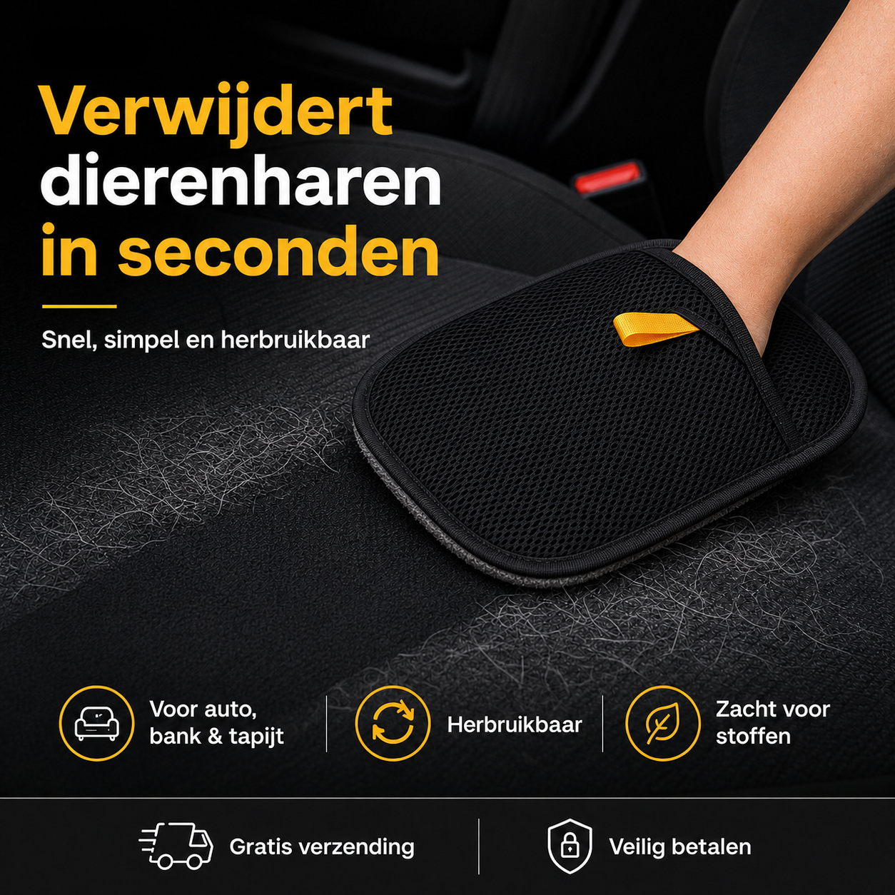 Huisdierhandschoen — Voor bank, kleding & auto