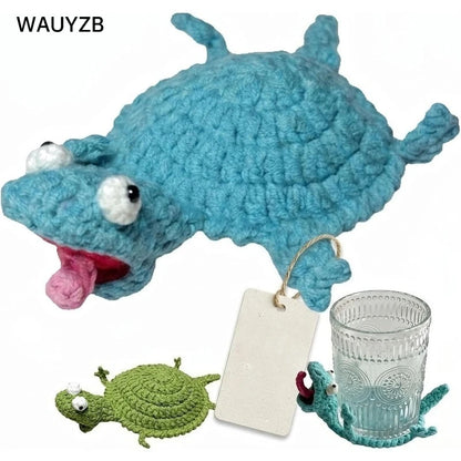 Porta-copos de Crochê em Forma de Lagarto, Porta-copos Divertidos de Lagarto, Porta-copos de Animais Amigurumi 3D DIY Feitos à Mão