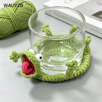 Porta-copos de Crochê em Forma de Lagarto, Porta-copos Divertidos de Lagarto, Porta-copos de Animais Amigurumi 3D DIY Feitos à Mão